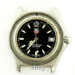 Tag Heuer Professional Wk1210 Black Dial S. S. Watch Head For Parts Or Repairs