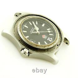 Tag Heuer Professional Wk1210 Black Dial S. S. Watch Head For Parts Or Repairs