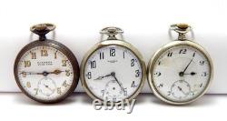 Thre Pockets Watches Hand Winding Open Face Dial Porcelain 1910c Not Working