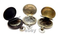 Thre Pockets Watches Hand Winding Open Face Dial Porcelain 1910c Not Working