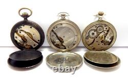 Thre Pockets Watches Hand Winding Open Face Dial Porcelain 1910c Not Working