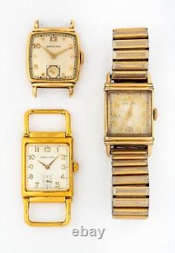 Three Vintage Hamilton Gold Plated Watches, For Parts/Repair