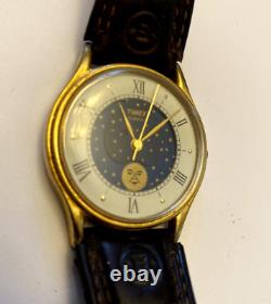 Timex M Cell Moon Phase Watch Gold Tone -Vintage and Rare Not working