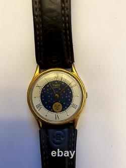 Timex M Cell Moon Phase Watch Gold Tone -Vintage and Rare Not working