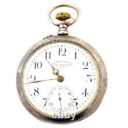 Tramway O. Dusonchet White Dial Sterling Silver Pocket Watch For Parts Or Repairs
