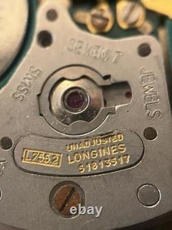 Untested Great Dial Longines Quartz L755.2 Same As ESA 9180 Watch Movement 7j