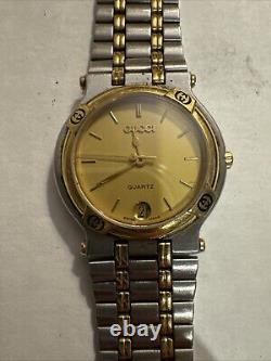 Used Mens Gucci Watch FOR PARTS OR REPAIR one of the hands is broken off