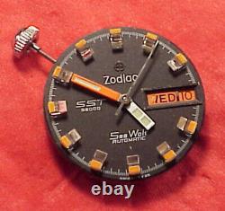 VINTAGE 36000 SST WRISTWATCH MOVEMENT ONLY Zodiac SeaWolf Yachting 1970s RUNNING