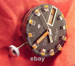 VINTAGE 36000 SST WRISTWATCH MOVEMENT ONLY Zodiac SeaWolf Yachting 1970s RUNNING