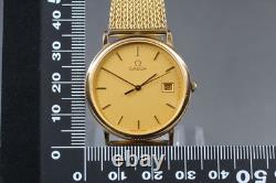 VINTAGE As-Is OMEGA De Ville Cal. 1430 Date Gold Round Quartz Men's Watch JAPAN