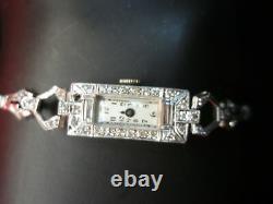 VINTAGE BULOVA PLATINUM & DIAMOND LADIES WRISTWATCH With17 JEWEL MVMT PARTS/REPA