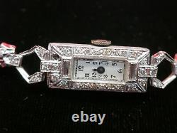 VINTAGE BULOVA PLATINUM & DIAMOND LADIES WRISTWATCH With17 JEWEL MVMT PARTS/REPA