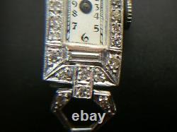 VINTAGE BULOVA PLATINUM & DIAMOND LADIES WRISTWATCH With17 JEWEL MVMT PARTS/REPA