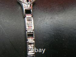 VINTAGE BULOVA PLATINUM & DIAMOND LADIES WRISTWATCH With17 JEWEL MVMT PARTS/REPA