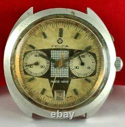 VINTAGE FELCA RACE KING CHRONOGRAPH VALJOUX 7734 NON WORKING WATCH FOR PARTs