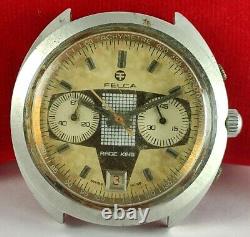 VINTAGE FELCA RACE KING CHRONOGRAPH VALJOUX 7734 NON WORKING WATCH FOR PARTs