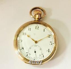 VINTAGE J. W Benson 10ct Rolled Gold Plated Half Hunter Pocket Watch NOT WORKING