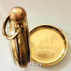 VINTAGE J. W Benson 10ct Rolled Gold Plated Half Hunter Pocket Watch NOT WORKING