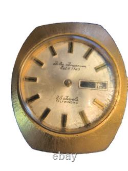 VINTAGE JULES JURGENSEN 25 JEWELS SELFWINDING MENS WRISTWATCH for parts