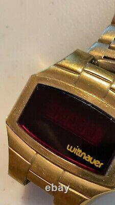 VINTAGE RARE Mens GT Wittnauer red LED digital watch, NR FOR PARTS 14K ELECTROPL
