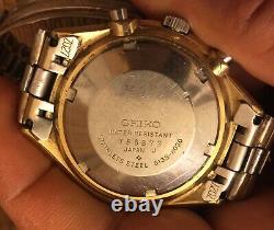 VINTAGE Rare Seiko Panda Black 6138-8020 Chronograph Automatic Watch For Parts