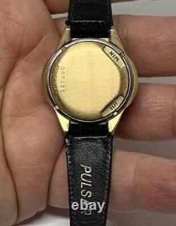 VTG 1973 Pulsar Time Computer Oval Ladies 14K GF LED Watch For Repair/Parts Mint