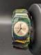 VTG Marbled Green Bakelite Clamper Watch Verd&eacute; 17 Jewels Bangle Not Working