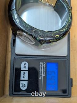 VTG Marbled Green Bakelite Clamper Watch Verdé 17 Jewels Bangle Not Working