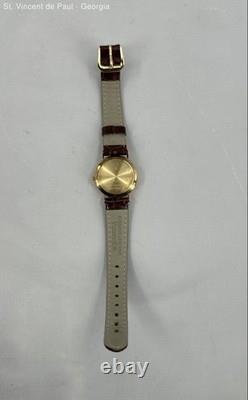 VTG Vicence Milor Italy 14KT Gold Case Turquoise Dial Leather Strap Watch Read