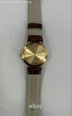 VTG Vicence Milor Italy 14KT Gold Case Turquoise Dial Leather Strap Watch Read