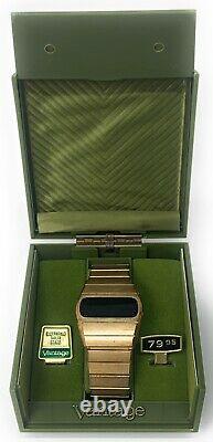 Vantage by Hamilton LED Men's Digital Watch Gold Plate Date Broken Box Manual