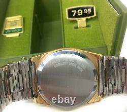 Vantage by Hamilton LED Men's Digital Watch Gold Plate Date Broken Box Manual