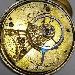Verge Fusee Milden Liverpool Pocket Watch Movement Case for parts or repair
