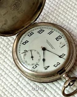 Vintage 0.900 Silver Girard Perregaux Hunter Swiss Pocket Watch For Repair Parts