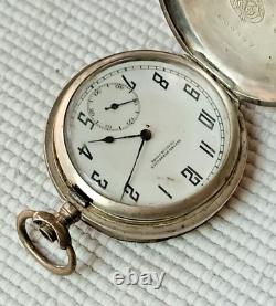 Vintage 0.900 Silver Girard Perregaux Hunter Swiss Pocket Watch For Repair Parts