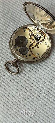 Vintage 0.900 Silver Girard Perregaux Hunter Swiss Pocket Watch For Repair Parts