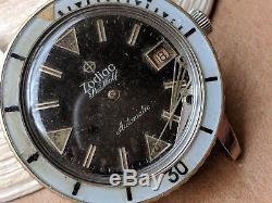 Vintage 1.8 Mil Serial Zodiac Sea Wolf Divers Watch FOR PARTS OR RESTORATION