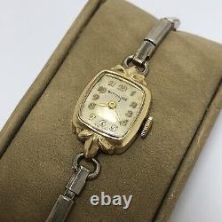 Vintage 14K Yellow Gold Ladies Watch Wittnauer Non Working (For Parts Or Repair)