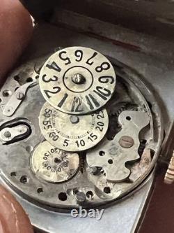 Vintage 1930s Art Deco Jump Hour Watch for Repair Restore Parts NO WORK AS IS