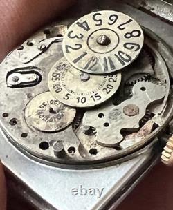 Vintage 1930s Art Deco Jump Hour Watch for Repair Restore Parts NO WORK AS IS