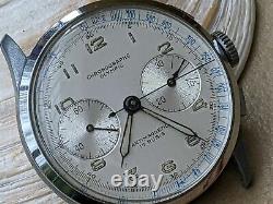 Vintage 1950's Olympic Chronograph withPatina, Landeron 51, Runs FOR PARTS/REPAIR