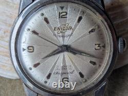 Vintage 1957 Enicar Ultrasonic Seapearl withBrevet Divers Case FOR PARTS/REPAIR