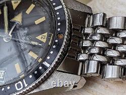 Vintage 1960's Helbros Diver Watch withPUW 1361 Mvmt, Runs Fast FOR PARTS/REPAIR