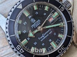 Vintage 1960's Mortima SuperDatomatic French Diver Watch RUNS FOR PARTS/REPAIR