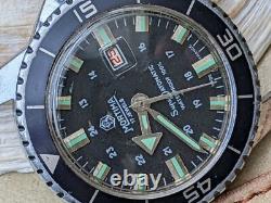 Vintage 1960's Mortima SuperDatomatic French Diver Watch RUNS FOR PARTS/REPAIR