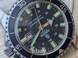 Vintage 1960's Mortima SuperDatomatic French Diver Watch RUNS FOR PARTS/REPAIR