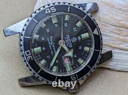 Vintage 1960's Mortima SuperDatomatic French Diver Watch RUNS FOR PARTS/REPAIR