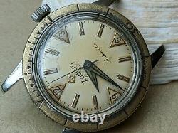 Vintage 1960's Zodiac Sea Wolf Diver Watch withWarm Patina, Runs FOR PARTS/REPAIR