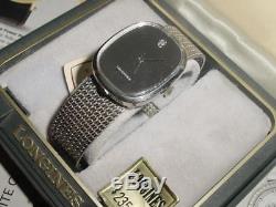 Vintage 1960s LONGINES 10k White Gold pl mens Dress watch New old stock in Box