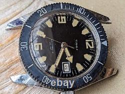 Vintage 1969 Timex 200 Feet Diver withWarm Patina, Faded Bezel FOR PARTS/REPAIR